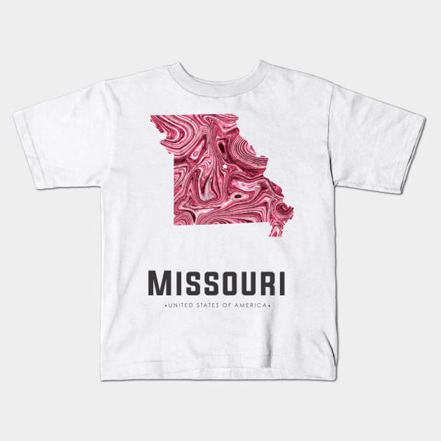 Missouri state map abstract red Kids T-Shirt by StudioGrafiikka